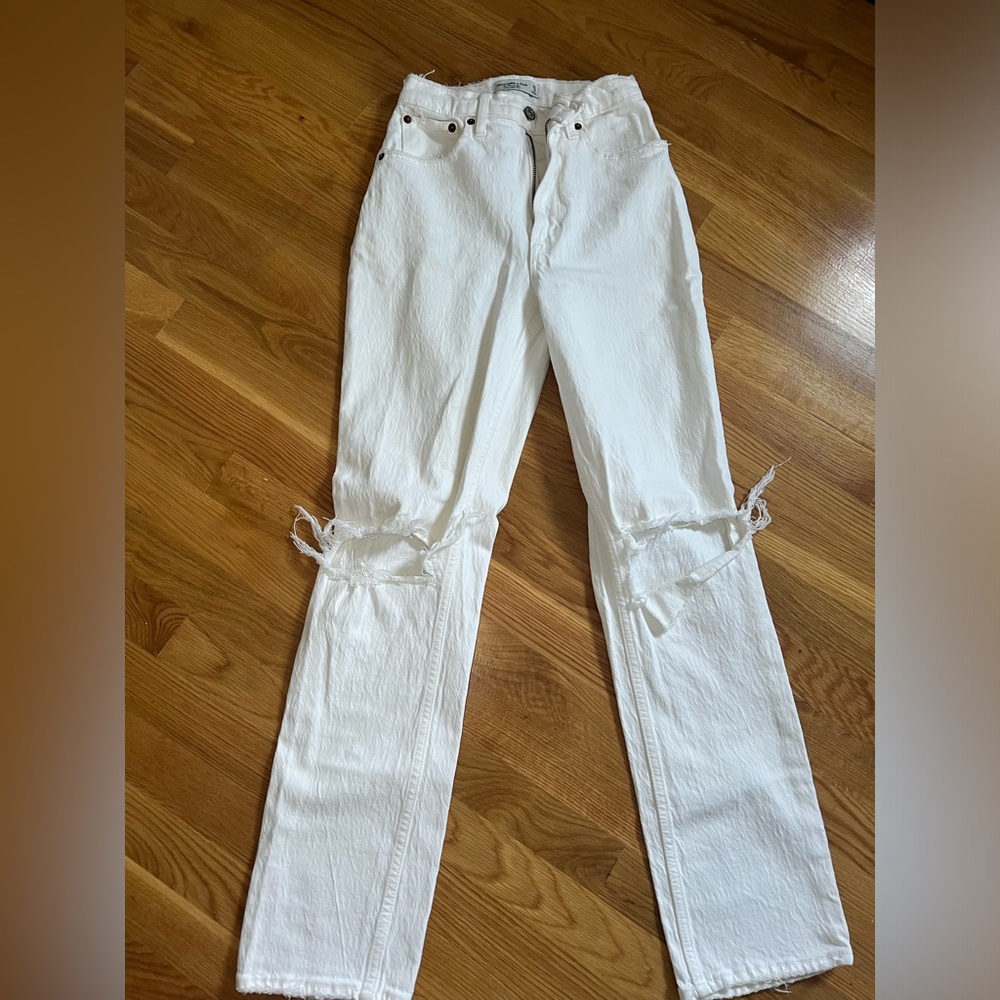 White Abercrombie Curve Love jeans size 0